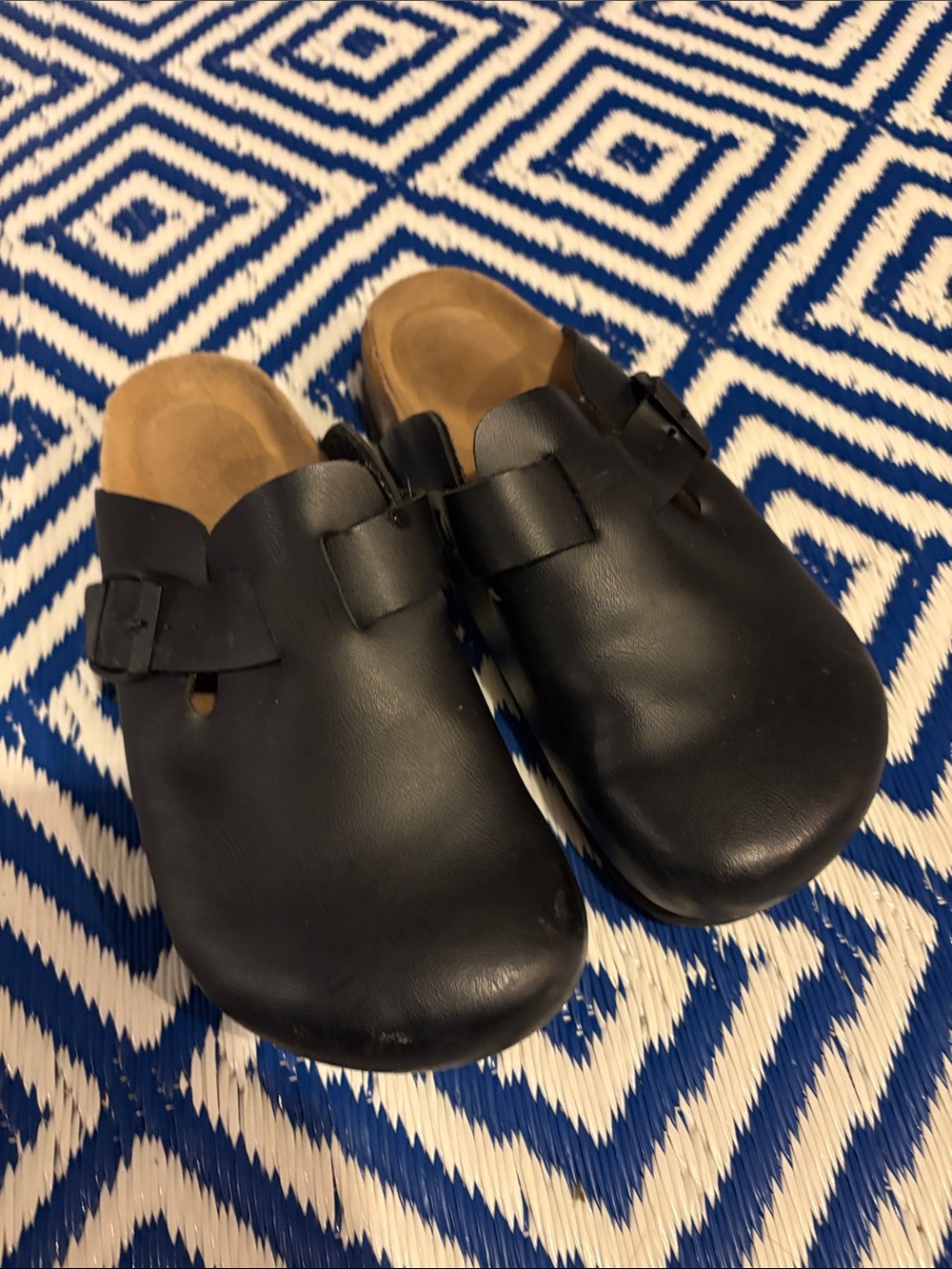 Classic Black Leather Clog Mule